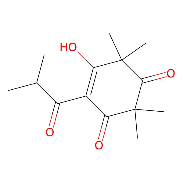 2D Structure of 5-Hydroxy-2,2,6,6-tetramethyl-4-(2-methylpropanoyl)cyclohex-4-ene-1,3-dione