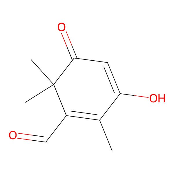 2D Structure of 5-Hydroxy-2,6,6-trimethyl-3-oxo-1,4-cyclohexadiene-1-carbaldehyde