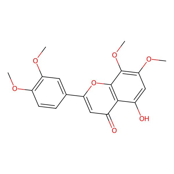 2D Structure of 2-(3,4-Dimethoxyphenyl)-5-hydroxy-7,8-dimethoxy-4H-1-benzopyran-4-one