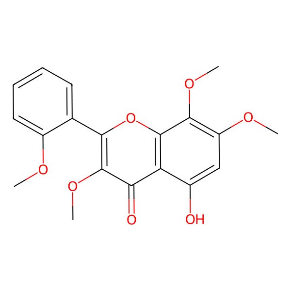 2D Structure of 5-Hydroxy-3,7,8,2'-tetramethoxyflavone