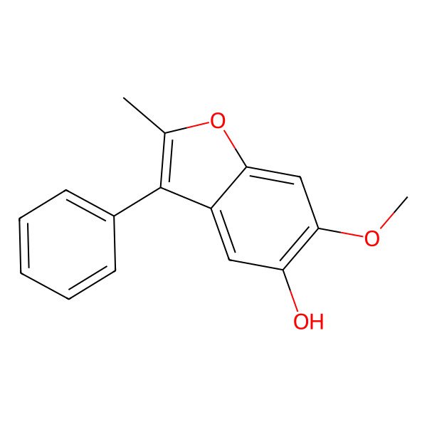 2D Structure of 5-Hydroxy-6-methoxy-2-methyl-3-phenylbenzofuran