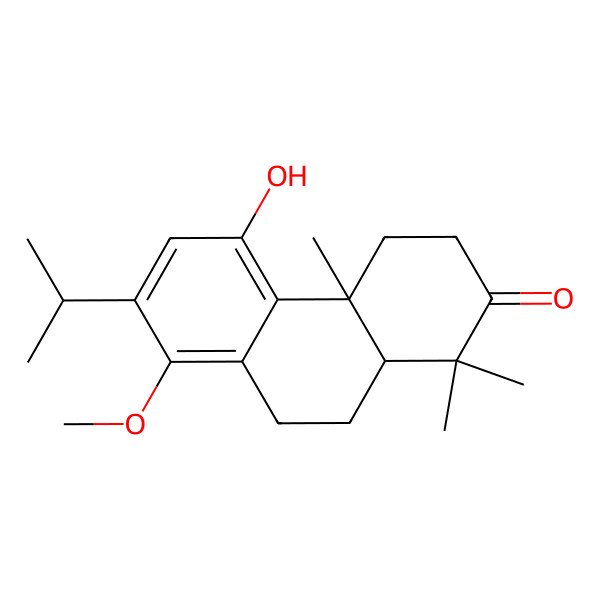 2D Structure of 5-hydroxy-8-methoxy-1,1,4a-trimethyl-7-propan-2-yl-4,9,10,10a-tetrahydro-3H-phenanthren-2-one 2D Structure of 5-hydroxy-8-methoxy-1,1,4a-trimethyl-7-propan-2-yl-4,9,10,10a-tetrahydro-3H-phenanthren-2-one