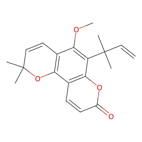 2D Structure of 5-Methoxy-2,2-dimethyl-6-(2-methylbut-3-en-2-yl)pyrano[2,3-h]chromen-8-one