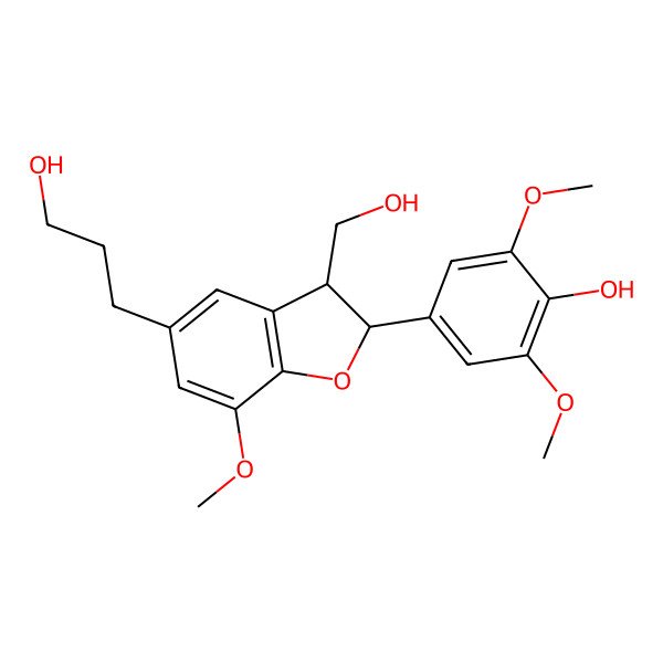 2D Structure of 4-[(2S,3R)-3-(hydroxymethyl)-5-(3-hydroxypropyl)-7-methoxy-2,3-dihydro-1-benzofuran-2-yl]-2,6-dimethoxyphenol
