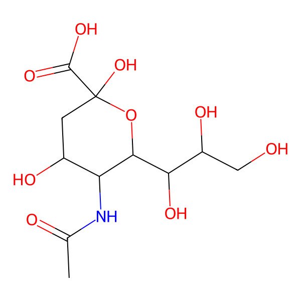 2D Structure of N-acetyl-beta-neuraminic acid