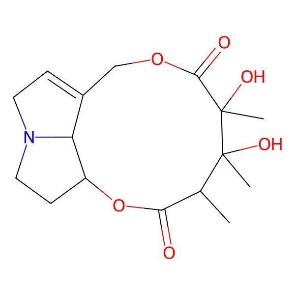 2D Structure of (4R,5R,6R,16R)-5,6-dihydroxy-4,5,6-trimethyl-2,8-dioxa-13-azatricyclo[8.5.1.013,16]hexadec-10-ene-3,7-dione