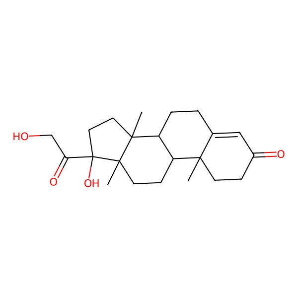 2D Structure of (10R,13S,17S)-17-hydroxy-17-(2-hydroxyacetyl)-10,13,14-trimethyl-1,2,6,7,8,9,11,12,15,16-decahydrocyclopenta[a]phenanthren-3-one