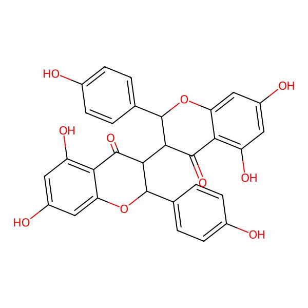 2D Structure of (2S,3R)-3-[(2R)-5,7-dihydroxy-2-(4-hydroxyphenyl)-4-oxo-2,3-dihydrochromen-3-yl]-5,7-dihydroxy-2-(4-hydroxyphenyl)-2,3-dihydrochromen-4-one