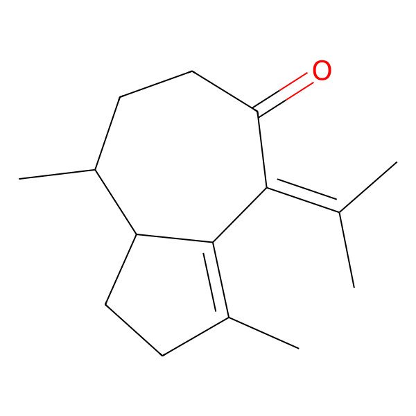2D Structure of 5(1H)-Azulenone, 2,4,6,7,8,8a-hexahydro-3,8-dimethyl-4-(1-methylethylidene)-, (8S-cis)-