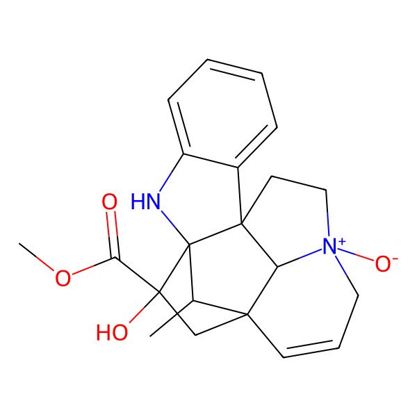 2D Structure of methyl (10R)-10-hydroxy-20-methyl-16-oxido-8-aza-16-azoniahexacyclo[10.6.1.19,12.01,9.02,7.016,19]icosa-2,4,6,13-tetraene-10-carboxylate