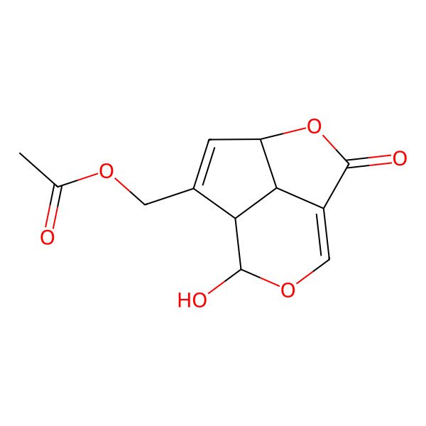 2D Structure of [(4S,7S,8R,11S)-8-hydroxy-2-oxo-3,9-dioxatricyclo[5.3.1.04,11]undeca-1(10),5-dien-6-yl]methyl acetate