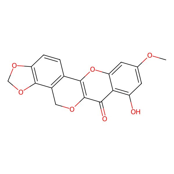 2D Structure of 16-Hydroxy-18-methoxy-6,8,12,21-tetraoxapentacyclo[11.8.0.02,10.05,9.015,20]henicosa-1(13),2(10),3,5(9),15,17,19-heptaen-14-one