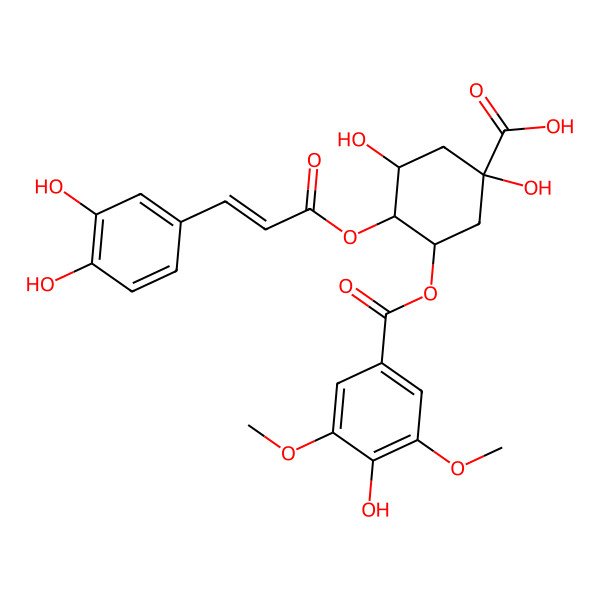 2D Structure of (1S,3S,4R,5S)-4-[(E)-3-(3,4-dihydroxyphenyl)prop-2-enoyl]oxy-1,3-dihydroxy-5-(4-hydroxy-3,5-dimethoxybenzoyl)oxycyclohexane-1-carboxylic acid