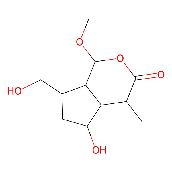 2D Structure of (1S,4R,4aS,5S,7S,7aS)-5-hydroxy-7-(hydroxymethyl)-1-methoxy-4-methyl-4,4a,5,6,7,7a-hexahydro-1H-cyclopenta[c]pyran-3-one