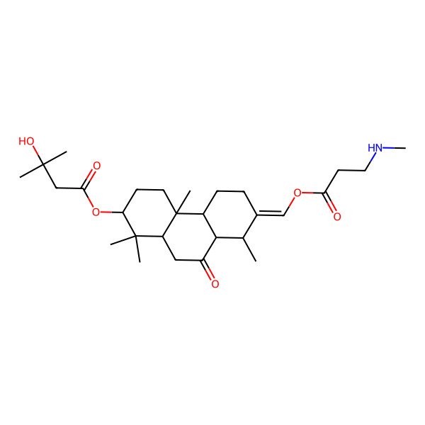 2D Structure of [(2S,4aR,7Z)-1,1,4a,8-tetramethyl-7-[3-(methylamino)propanoyloxymethylidene]-9-oxo-2,3,4,4b,5,6,8,8a,10,10a-decahydrophenanthren-2-yl] 3-hydroxy-3-methylbutanoate