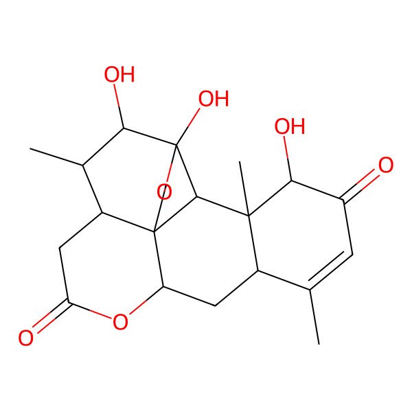 2D Structure of (1S,4R,5S,6R,7S,11R,13S,17S,18S,19R)-4,5,17-trihydroxy-6,14,18-trimethyl-3,10-dioxapentacyclo[9.8.0.01,7.04,19.013,18]nonadec-14-ene-9,16-dione