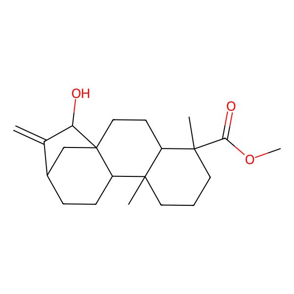 2D Structure of methyl (1R,4S,5R,9S,10S,13R,15S)-15-hydroxy-5,9-dimethyl-14-methylidenetetracyclo[11.2.1.01,10.04,9]hexadecane-5-carboxylate