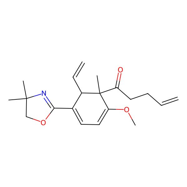 2D Structure of 1-[(1R,6R)-5-(4,4-dimethyl-5H-1,3-oxazol-2-yl)-6-ethenyl-2-methoxy-1-methylcyclohexa-2,4-dien-1-yl]pent-4-en-1-one