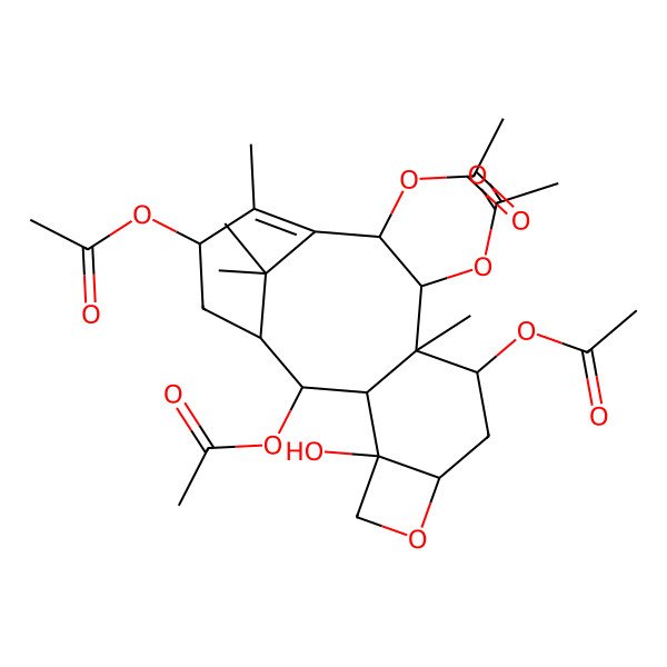 2D Structure of [(1R,2R,3R,4S,7R,9S,10S,11R,12R,15S)-2,9,11,12-tetraacetyloxy-4-hydroxy-10,14,17,17-tetramethyl-6-oxatetracyclo[11.3.1.03,10.04,7]heptadec-13-en-15-yl] acetate