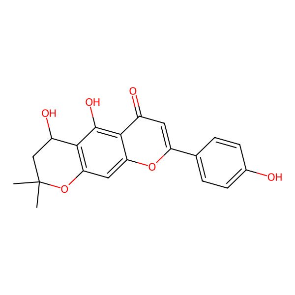 2D Structure of (4R)-4,5-dihydroxy-8-(4-hydroxyphenyl)-2,2-dimethyl-3,4-dihydropyrano[3,2-g]chromen-6-one
