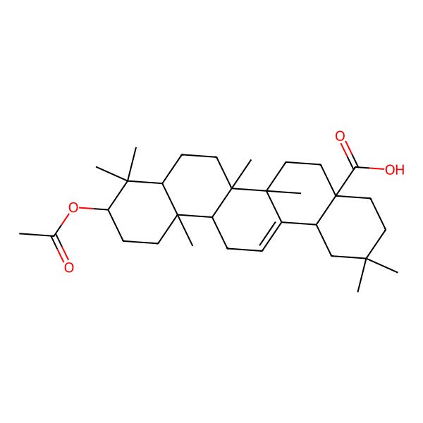 2D Structure of 10-Acetyloxy-2,2,6a,6b,9,9,12a-heptamethyl-1,3,4,5,6,6a,7,8,8a,10,11,12,13,14b-tetradecahydropicene-4a-carboxylic acid