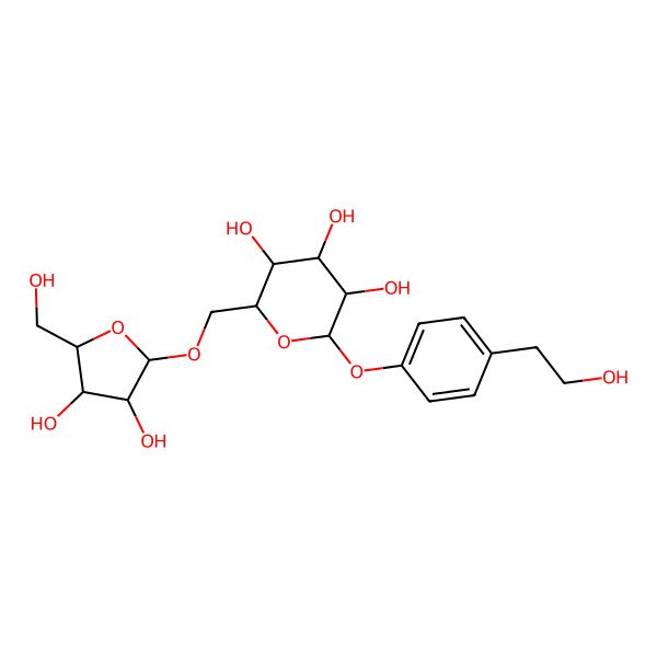 2D Structure of (2R,3S,4S,5R,6S)-2-[[(2R,3R,4R,5R)-3,4-dihydroxy-5-(hydroxymethyl)oxolan-2-yl]oxymethyl]-6-[4-(2-hydroxyethyl)phenoxy]oxane-3,4,5-triol