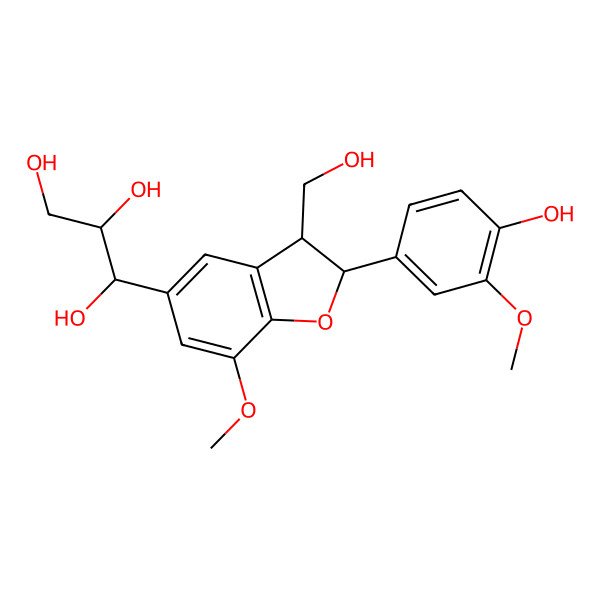 2D Structure of (1S,2S)-1-[(2R,3R)-2-(4-hydroxy-3-methoxyphenyl)-3-(hydroxymethyl)-7-methoxy-2,3-dihydro-1-benzofuran-5-yl]propane-1,2,3-triol