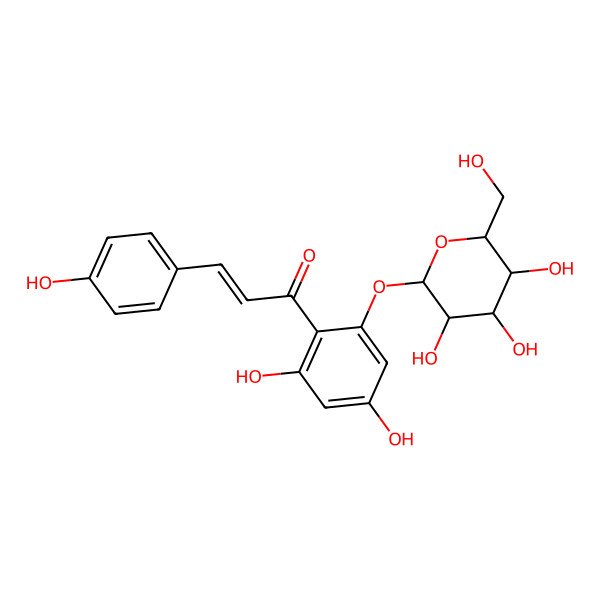 2D Structure of (E)-1-[2,4-dihydroxy-6-[3,4,5-trihydroxy-6-(hydroxymethyl)oxan-2-yl]oxyphenyl]-3-(4-hydroxyphenyl)prop-2-en-1-one