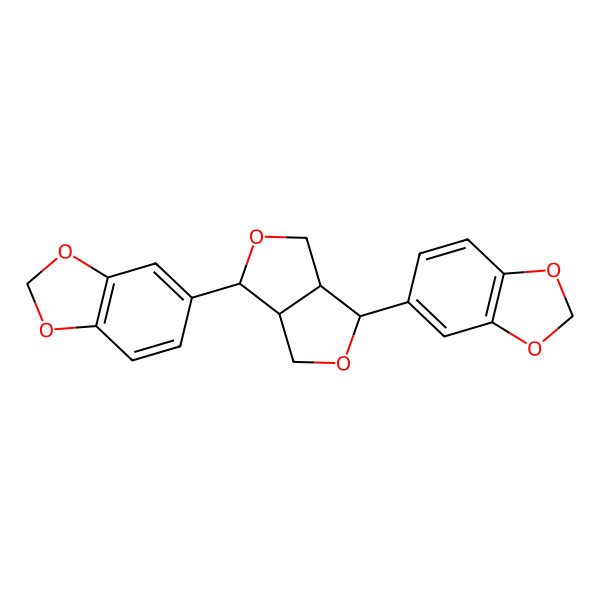 2D Structure of 5,5'-[(1S)-3a,4,6,6a-Tetrahydro-1H,3H-furo[3,4-c]furan-1beta,4beta-diyl]bis(1,3-benzodioxole)