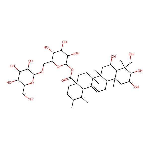 2D Structure of 6-O-beta-D-Glucopyranosyl-beta-D-glucopyranosyl (2alpha,3beta,4alpha,6beta)-2,3,6,23-tetrahydroxyurs-12-en-28-oate