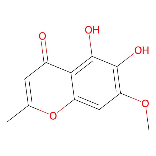2D Structure of 5,6-Dihydroxy-7-methoxy-2-methyl-4H-1-benzopyran-4-one 2D Structure of 5,6-Dihydroxy-7-methoxy-2-methyl-4H-1-benzopyran-4-one