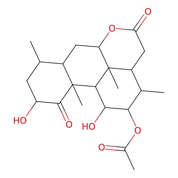 2D Structure of [(1S,2S,4S,6R,7S,9R,13S,14R,15R,16S,17S)-4,16-dihydroxy-2,6,14,17-tetramethyl-3,11-dioxo-10-oxatetracyclo[7.7.1.02,7.013,17]heptadecan-15-yl] acetate