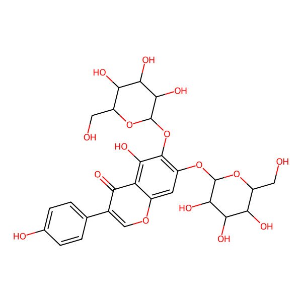 2D Structure of 5,6,7,40-Tetrahydroxyisoflavone-6,7-di-o-b-D-glucopyranoside