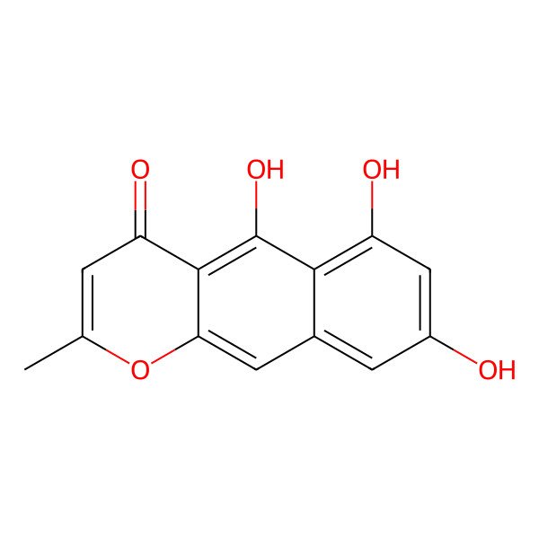 2D Structure of 5,6,8-trihydroxy-2-methylbenzo[g]chromen-4-one