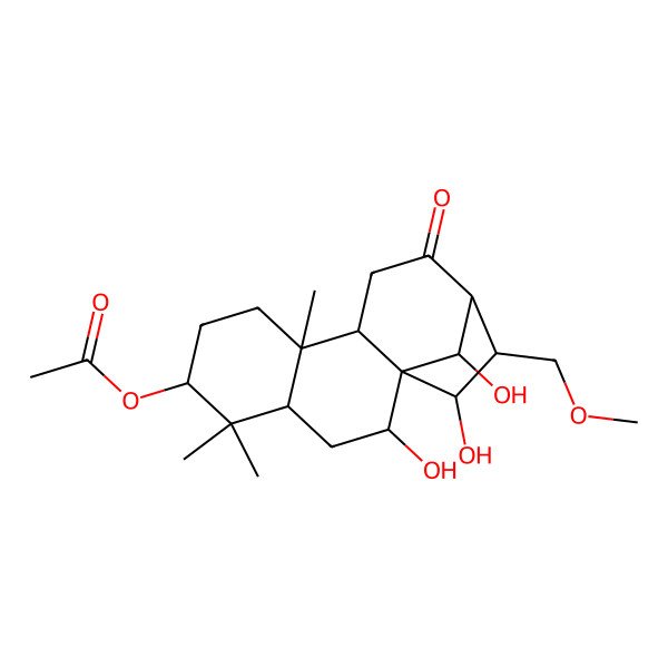 2D Structure of [(1S,2R,4S,6S,9R,10S,13S,14R,15R,16R)-2,15,16-trihydroxy-14-(methoxymethyl)-5,5,9-trimethyl-12-oxo-6-tetracyclo[11.2.1.01,10.04,9]hexadecanyl] acetate