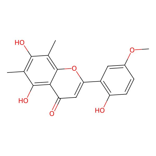 2D Structure of 5,7-Dihydroxy-2-(2-hydroxy-5-methoxyphenyl)-6,8-dimethylchromen-4-one 2D Structure of 5,7-Dihydroxy-2-(2-hydroxy-5-methoxyphenyl)-6,8-dimethylchromen-4-one