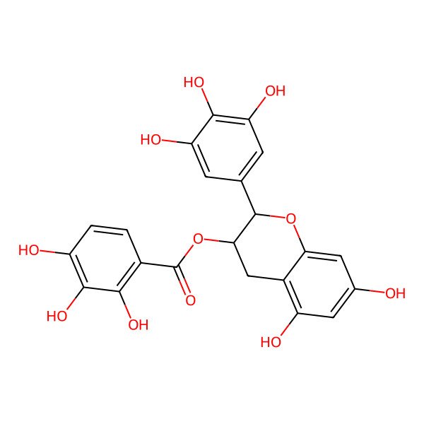 2D Structure of [5,7-dihydroxy-2-(3,4,5-trihydroxyphenyl)-3,4-dihydro-2H-chromen-3-yl] 2,3,4-trihydroxybenzoate