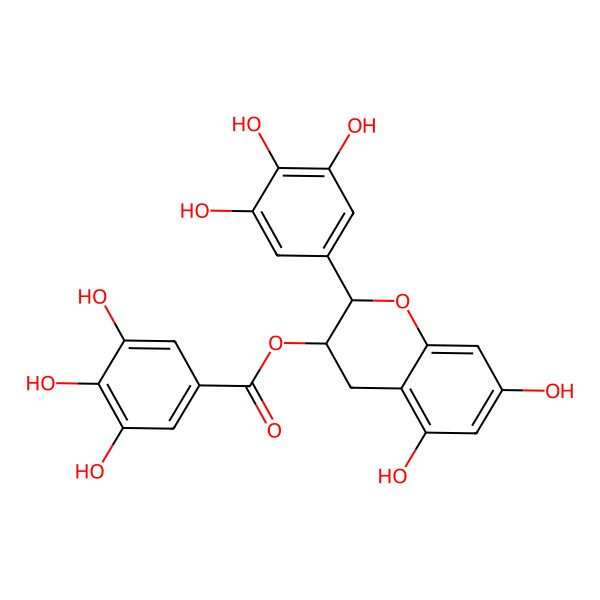 2D Structure of 5,7-dihydroxy-2-(3,4,5-trihydroxyphenyl)-3,4-dihydro-2H-chromen-3-yl 3,4,5-trihydroxybenzoate