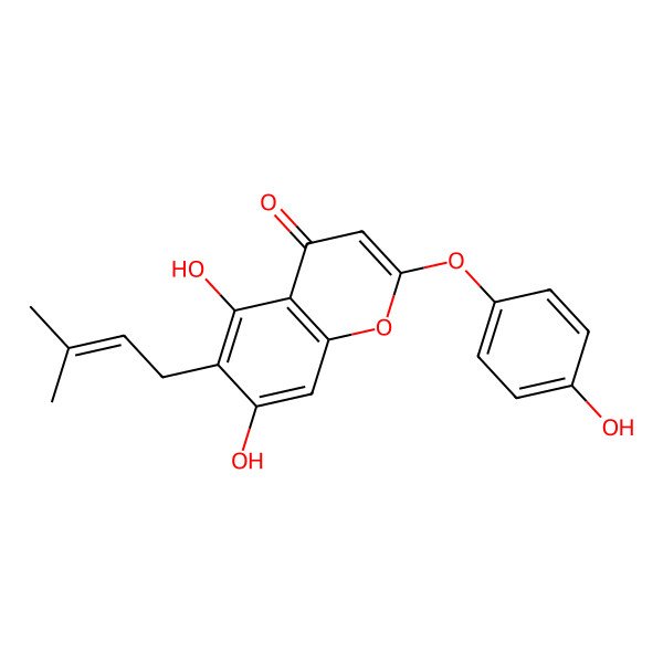 2D Structure of 5,7-Dihydroxy-2-(4-hydroxyphenoxy)-6-(3-methylbut-2-enyl)chromen-4-one