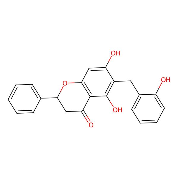 2D Structure of 5,7-Dihydroxy-6-[(2-hydroxyphenyl)methyl]-2-phenyl-2,3-dihydrochromen-4-one