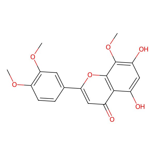 2D Structure of Hypolaetin 8,3',4'-trimethyl ether 2D Structure of Hypolaetin 8,3',4'-trimethyl ether