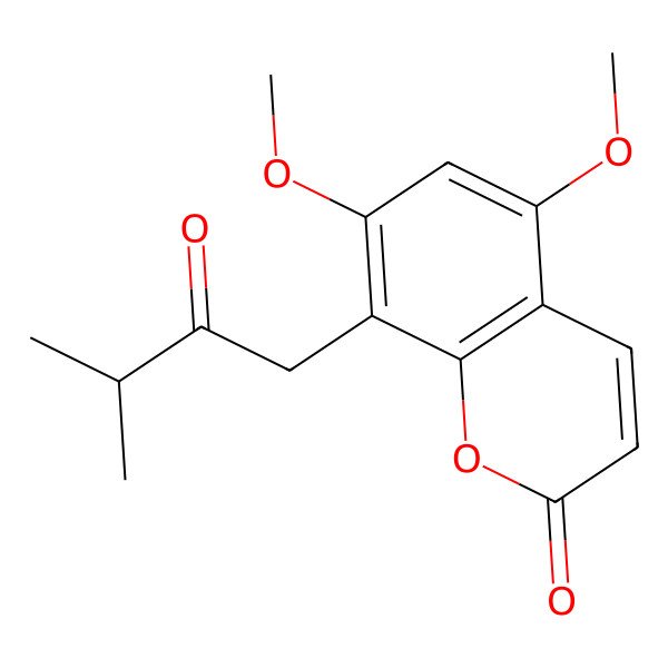 2D Structure of 5,7-Dimethoxy-8-(3-methyl-2-oxo-butyl)chromen-2-one 2D Structure of 5,7-Dimethoxy-8-(3-methyl-2-oxo-butyl)chromen-2-one