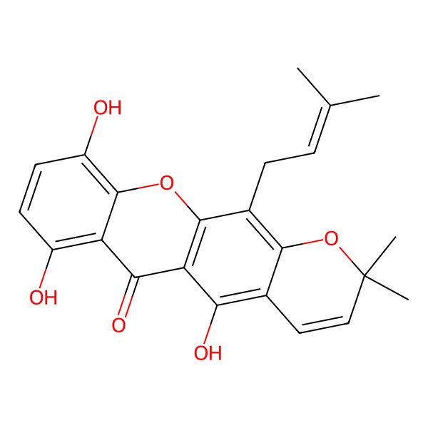 2D Structure of 5,7,10-Trihydroxy-2,2-dimethyl-12-(3-methylbut-2-enyl)pyrano[3,2-b]xanthen-6-one