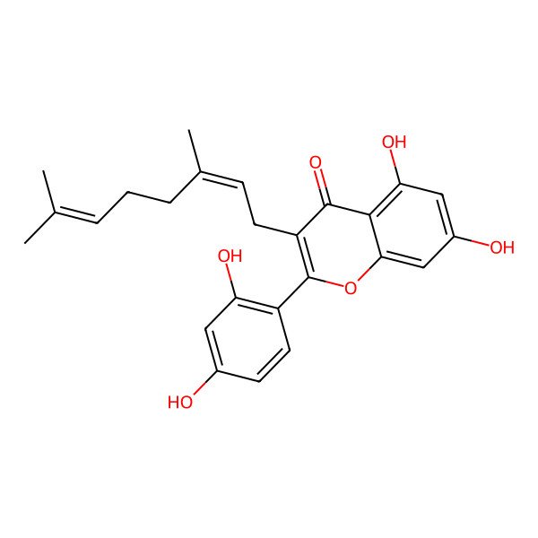 2D Structure of 5,7,2',4'-Tetrahydroxy-3-Geranylflavone