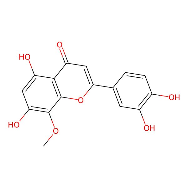 2D Structure of 5,7,3',4'-Tetrahydroxy-8-methoxyflavone 2D Structure of 5,7,3',4'-Tetrahydroxy-8-methoxyflavone