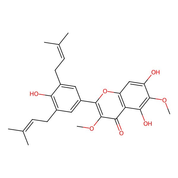 2D Structure of 5,7,4'-Trihydroxy-3,6-dimethoxy-3',5'-diprenylflavone