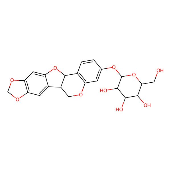 2D Structure of (3S,4S,6S)-2-(hydroxymethyl)-6-[[(1R,12R)-5,7,11,19-tetraoxapentacyclo[10.8.0.02,10.04,8.013,18]icosa-2,4(8),9,13(18),14,16-hexaen-16-yl]oxy]oxane-3,4,5-triol