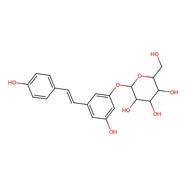 2D Structure of (2S,3R,4S,5S,6R)-2-[3-hydroxy-5-[2-(4-hydroxyphenyl)ethenyl]phenoxy]-6-(hydroxymethyl)oxane-3,4,5-triol