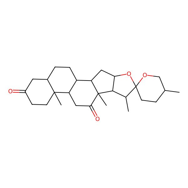 2D Structure of 5',7,9,13-Tetramethylspiro[5-oxapentacyclo[10.8.0.02,9.04,8.013,18]icosane-6,2'-oxane]-10,16-dione