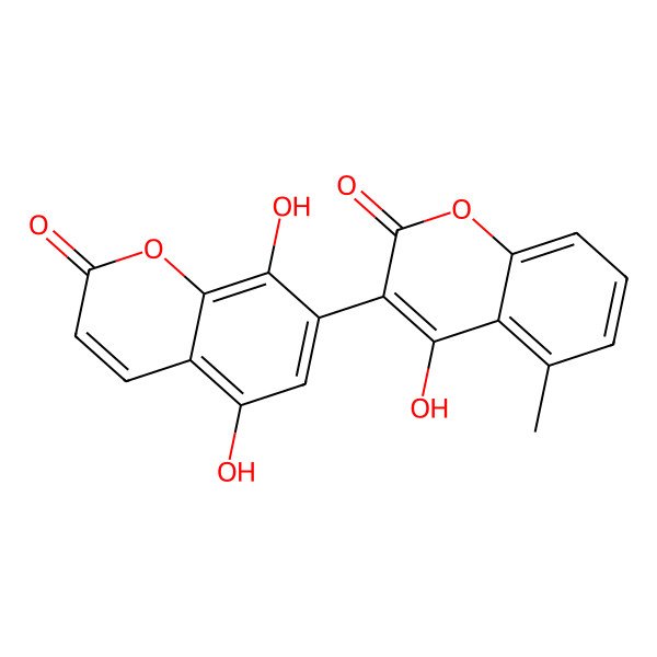 2D Structure of 5,8-Dihydroxy-7-(4-hydroxy-5-methylcoumarin-3-yl)coumarin